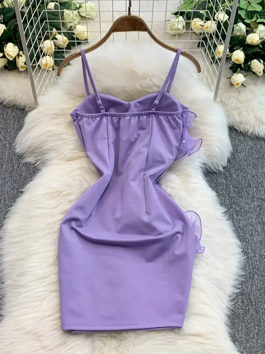 SsTss ผู้หญิง Y2K Neon Mini Dress - 3D ดอกไม้ Appliqué Strapless Bodice ปรับ Strappy กระโปรง 2025 Clubwear ชุดเปลือย