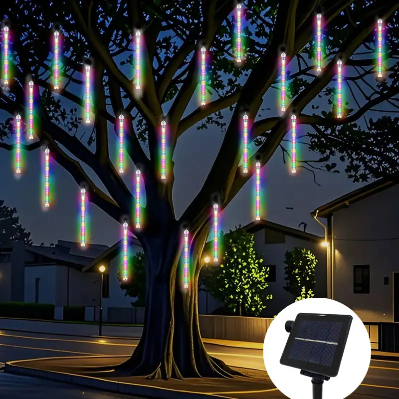 

30/50CM Solar Meteor Shower Lights,Icicle Lights Outdoor Falling Rain Drop Lights for Garden,Christmas,Tree,Bar,Store Decorate