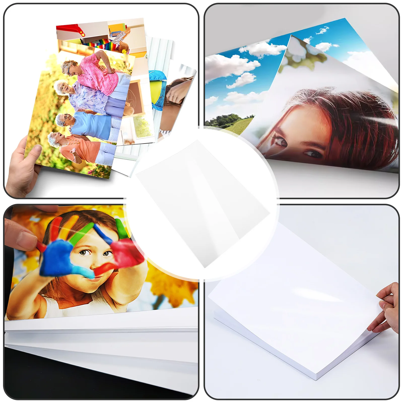 A4 Photo Paper High Glossy Smooth Fast Drying Vivid Prints Compatible Color Inkjet Printers Daily Use Printing Sheets