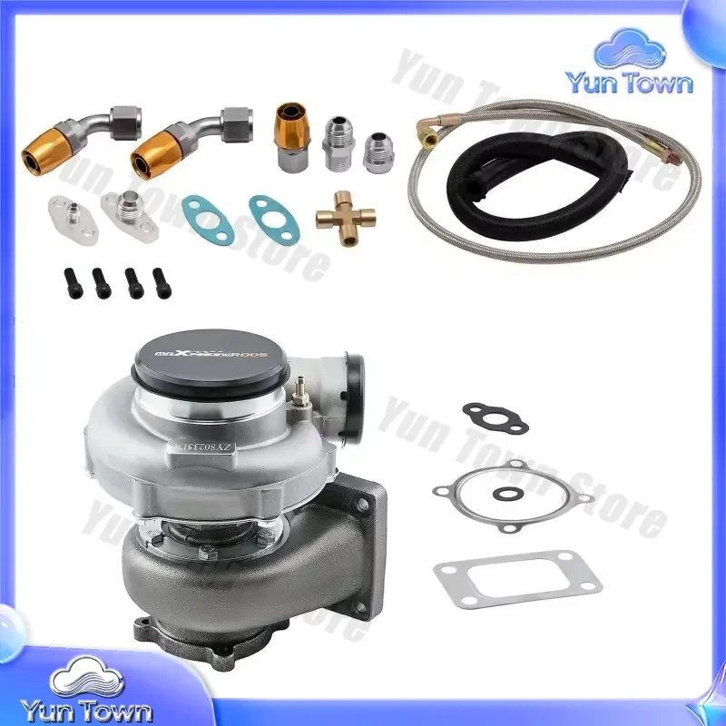 Universal Turbocharger for GT35 GT3582 T3 4 Bolt Turbo with Oil and Fuel Lines for Automotive Engine Replacement Parts Car