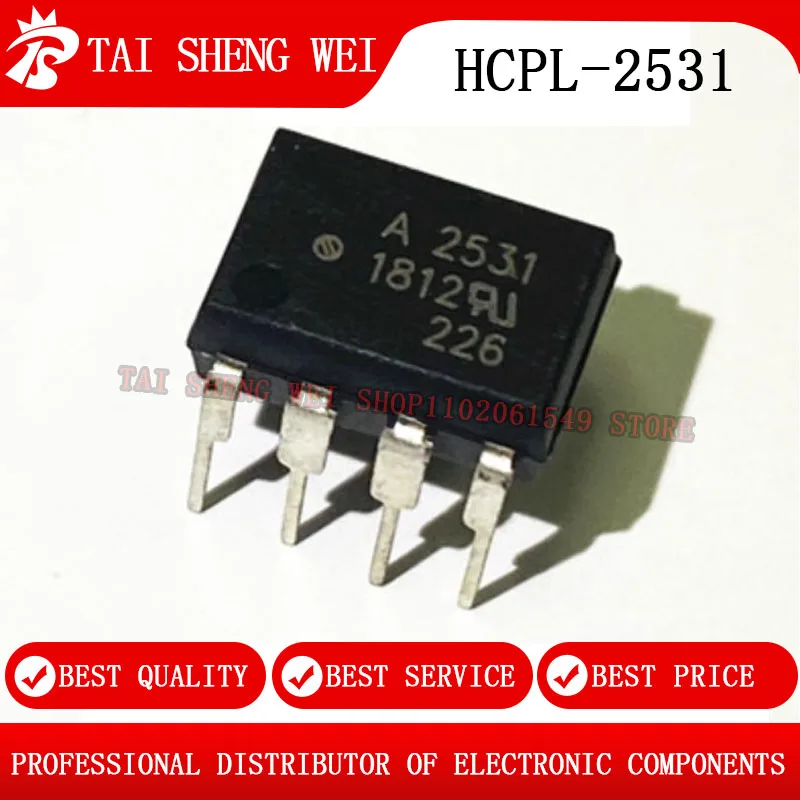

10PCS New original HCPL-2531 HCPL-A2531 HCPL2531 A2531 SOP-8 Dual-channel photoelectric coupler DIP8 optocoupler relay In stock