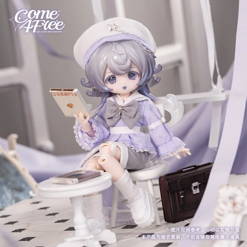 

Come4free Daily Series ·Star Ballad Ob11 1/12 Bjd Outfit Sailor Style With Lavender Ruffles Daily Wear Clothing Set Perfect Gift