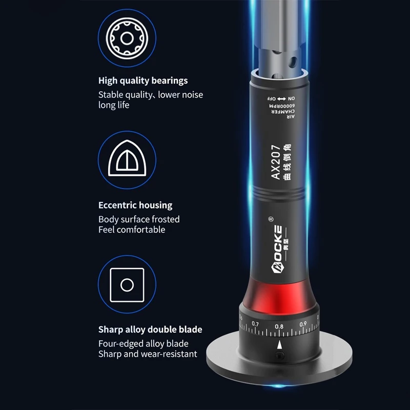 AX207 Mini Pneumatic Chamfering Machine 30000RPM Handheld Air Beveling Machine Trimming Machine 45° Chamfering Machine Air Tools