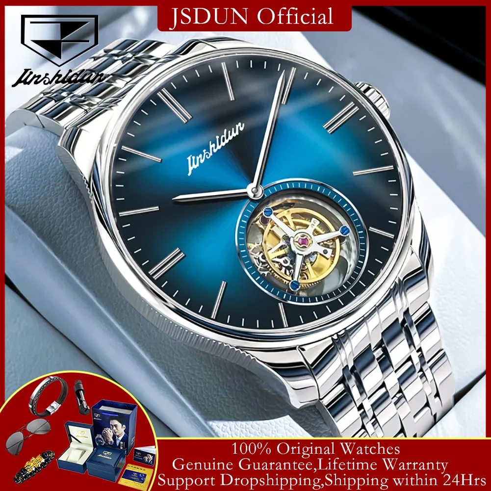 

JSDUN 834 Real Tourbillon Watch Men High-end Luxury Automatic Mechanical Wristwatch Skeleton Flywheel Waterproof Watches for Man