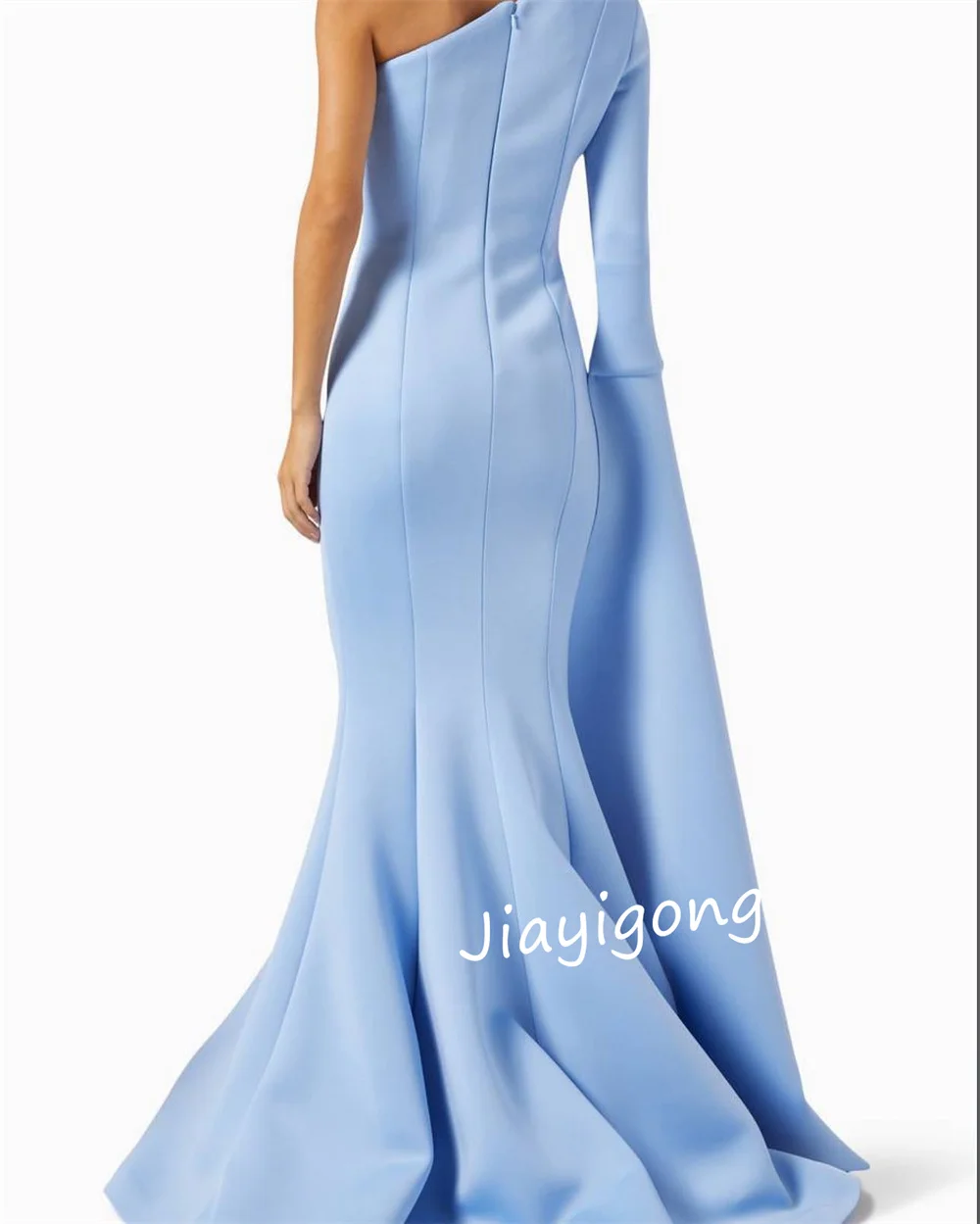 Customized Pastrol Jersey Pleat Trumpet One-shoulder Long Dresses Bespoke Occasion Dresses Chinese Style