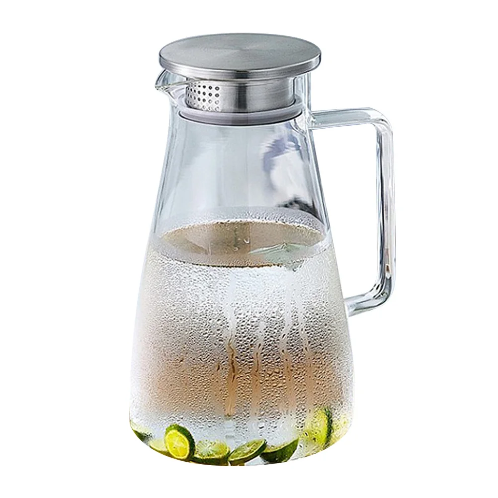 

Transparent Heat Resistant Glass Tea Pitcher Teapot Manual Craft Flower Filter Kettle Stainless Steel Lid Large Capacity