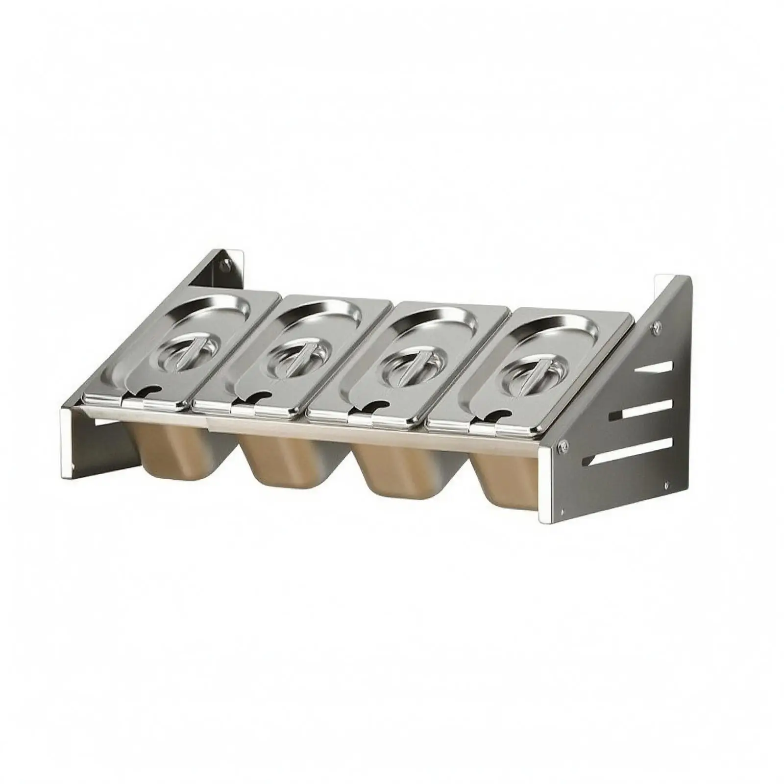 Wall-Mounted Condiment Rack Commercial Stainless Steel Condiment Rack Brushed Silver Culinary Service Organizer for Countertop