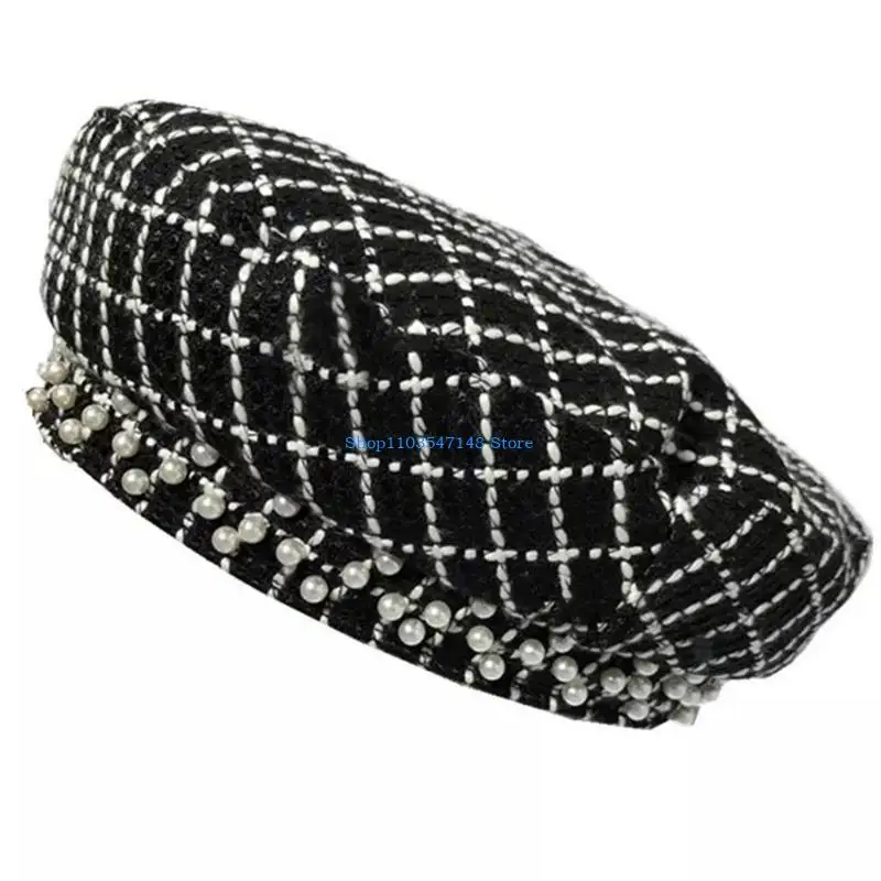 P88B قبعات حلوة منقوشة على الموضة من التويد قبعة رسام أدبي قبعة مثمنة هدية للكريسماس والهالوين للنساء والفتيات #1