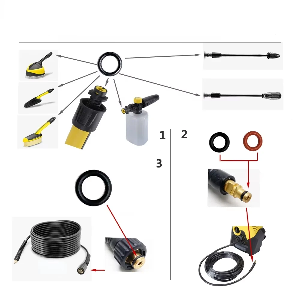 O-Ring voor Karcher K2 K3 K4 K5 K6 K7 Lance Slang Mondstuk Reserve O-Ring Afdichting 2.640-729.0 Rubber O-Ring Hogedrukreiniger