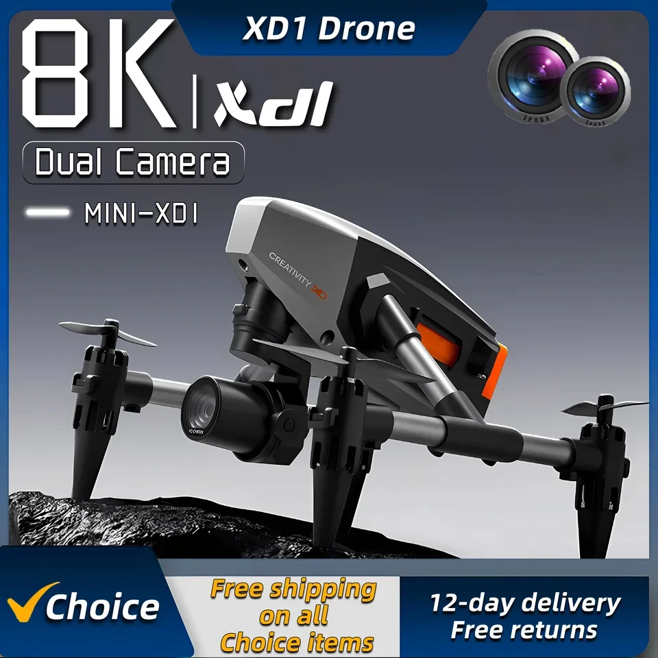 XD1 Mini Drone Alloy 8K Podwójna kamera WIFI Alloy Anti-drops Optyczne pozycjonowanie przepływu Quadcopter Piloty Sterowanie Prezent RC Zabawki