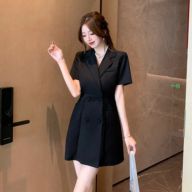 Yanling High-Grade Classic Style Double Breasted Business Suit and Dress New Summer Small Hepburn Style Skirt