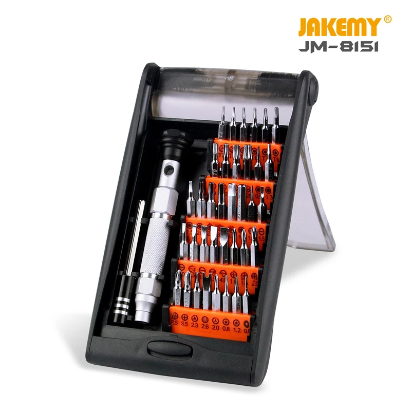 JAKEMY JM-8151 38-IN-1 Precision Screwdriver Set Magnetic Bits Aluminum Alloy Handle for Moblie Phone Camera Glasses Repair Tool