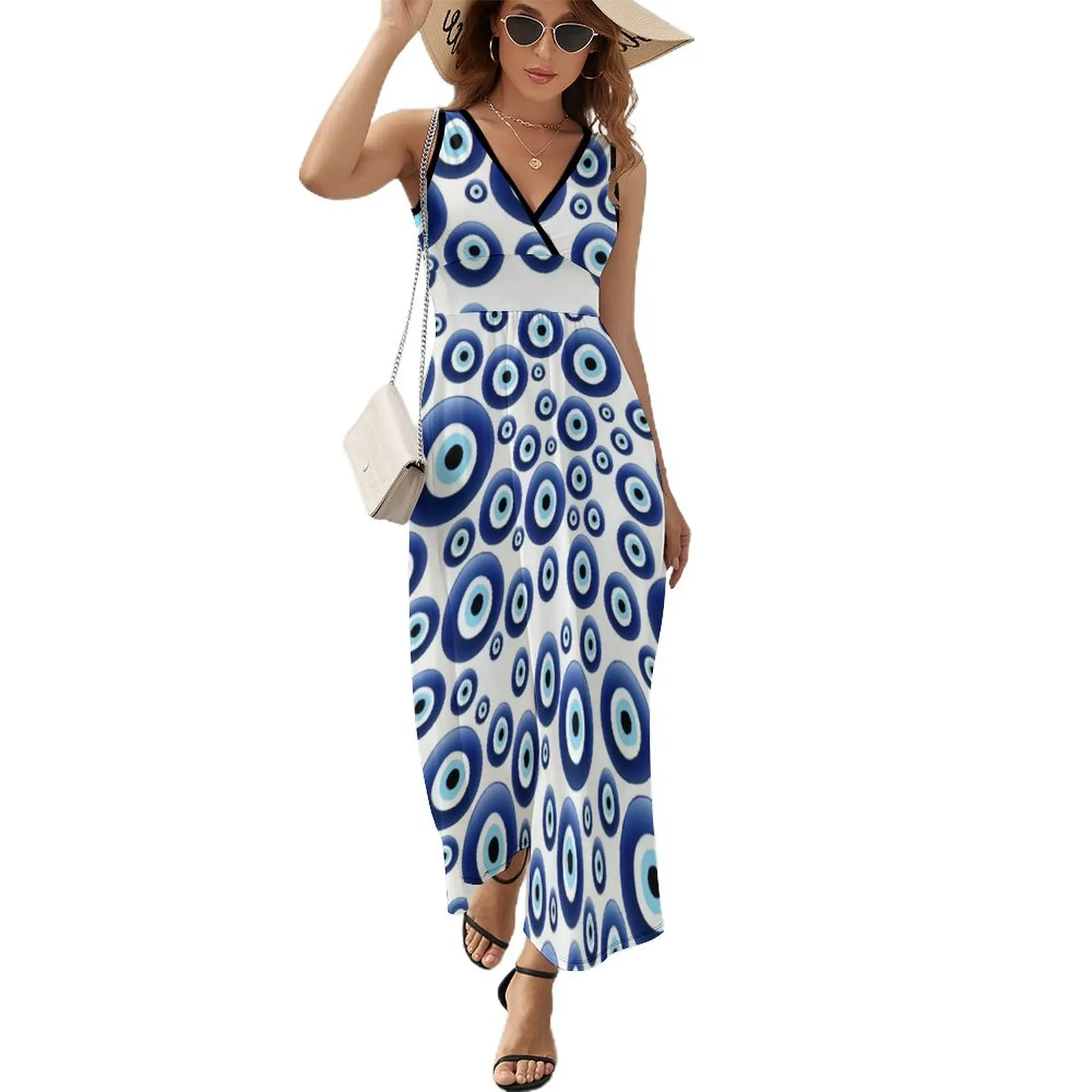 

Mediterranean Evil Eye Protection Sleeveless Dress Woman clothes summer clothes