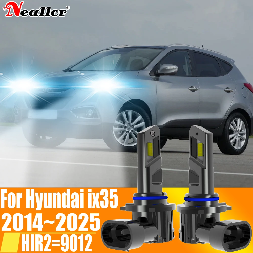 2pcs HIR2 9012 Led Headlight Canbus Car Bulb High Power Auto 6000K White Light Turbo Diode Lamp 12v For Hyundai IX35 2014~2025