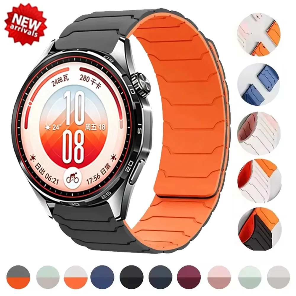 20mm 22mm Magnetic Silicone Strap for Huawei Watch GT 7 GT6-5-4 GT7-6-5 Pro 46mm Soft Replacement Bracelet for COROS PACE 4 Pro