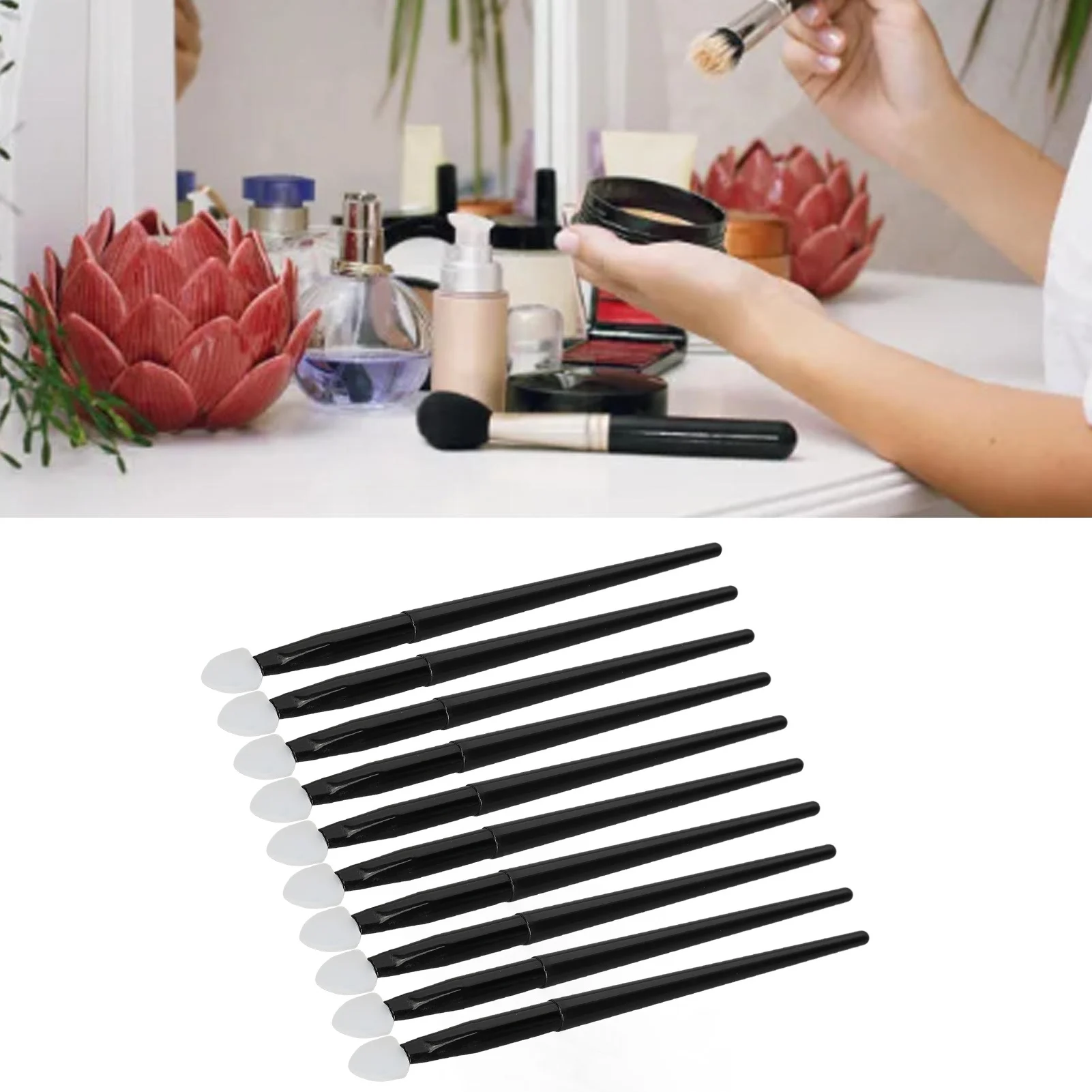 10pcs Silicone Eyeshadow Brush Kit Portable Silicone Eye Makeup Applicator For Eyebrow Powder Eyeliner