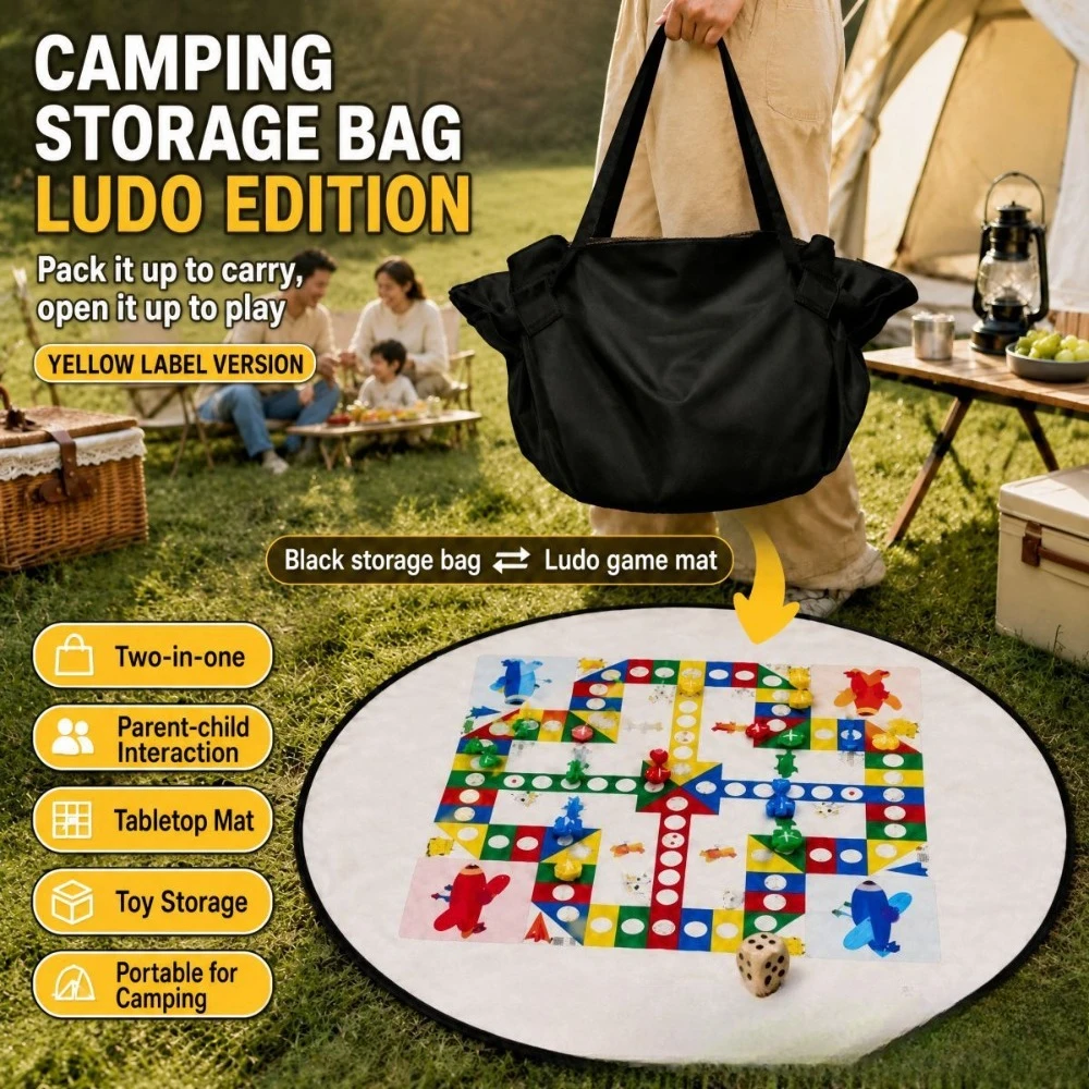 2‑in‑1 Flying Chess Game Mat Convertible Tote Bag Foldable Waterproof Outdoor Picnic Mat Portable Family Party Board Game