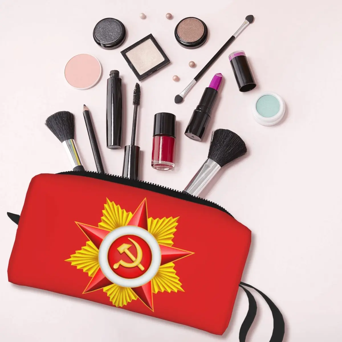 Red Srar Soviet Union Symbol Cosmetic Bag Cute Russian CCCP USSR Socialist Flag Makeup Case Beauty Storage Toiletry Bags