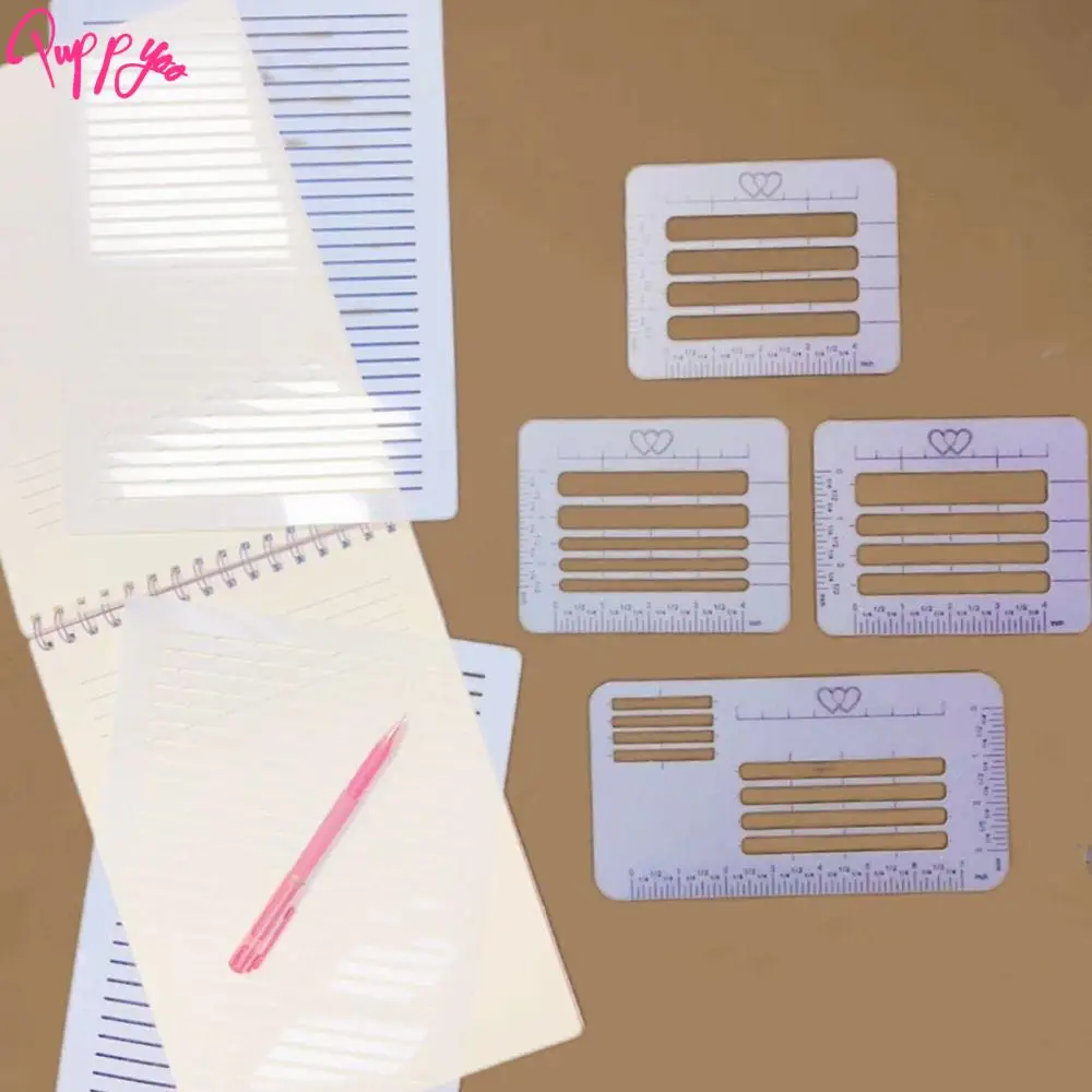 4/6Pcs DIY Templates Ruler Multi-use Lines Clear Calligraphy Stencil Durable Precision Writing Guide Envelope Template Office