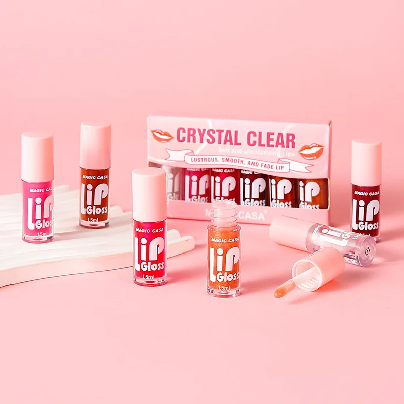 6 unids/set hidratante aceite de labios de gelatina lápiz labial hidratante de larga duración suave brillante labio hidratante líquido brillo de labios bálsamo