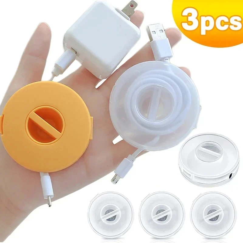 Portable Charger Cord Holder Round Storage Cable Winder Retractable Cable Management Flexible USB Wire Charging Data Line Tidy