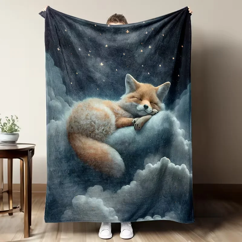 Cute Smiling Bull Terrier Heart Nose Blanket Warm Orange Background Cartoon Dog Print Soft Cozy Blanket All Season Use