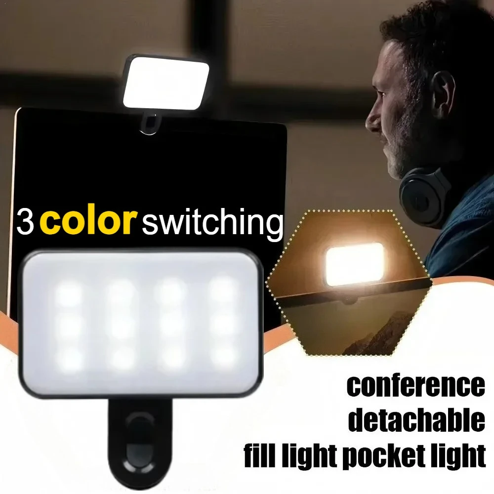 

Pocket 24LED Light Selfie Fill Light USB Rechargeable 3 Color Adjustable Brightness Clip on Mobile Phone Computer Fill Lighting