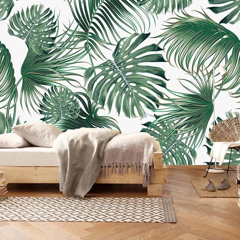 Custom Photo Modern Blue Marble Pattern Light Luxury Feather Leaf Mural Wallpaper Living Room TV Background Wall Papel De Pared