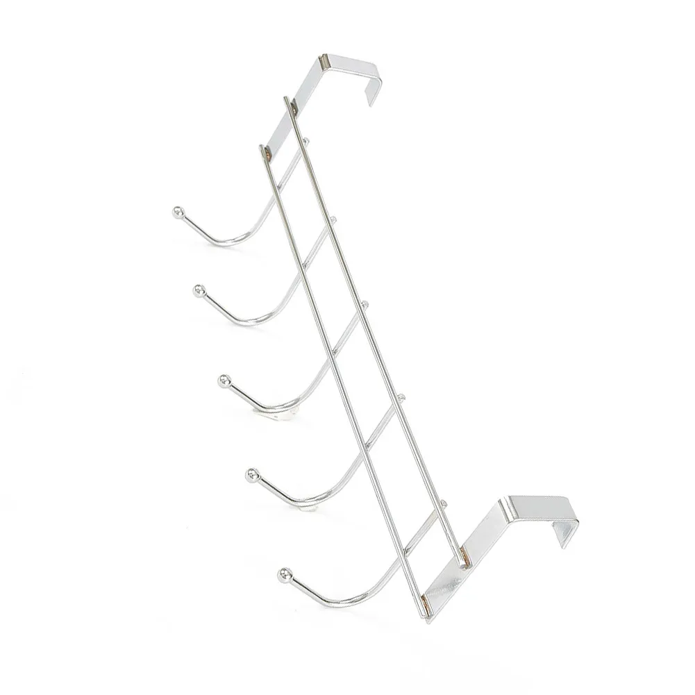 5 Hooks Over The Door Hooks Wash Room Hanger Clothes Towel Storage Holder For Clothes Towels Shoes Hats Caps Hooks Rack