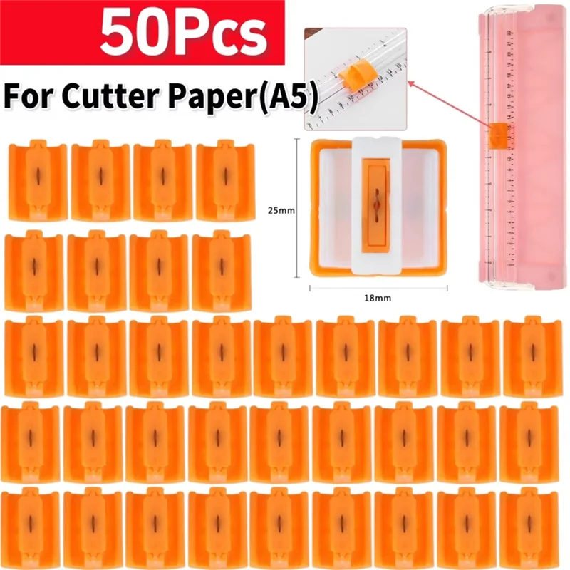 ABBO-Spare Paper Trimmer Knife 50Pcs Metal Blade Automatic Security Safeguard For Craft Photo Machine Paper Cutter