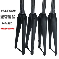 Carbon Fork V &disc Brake 700C Road Bicycle  QR 100x12mm Road Carbon Fork Tapered Tube 39.8/30.2mm Front Fork Carbon frame parts