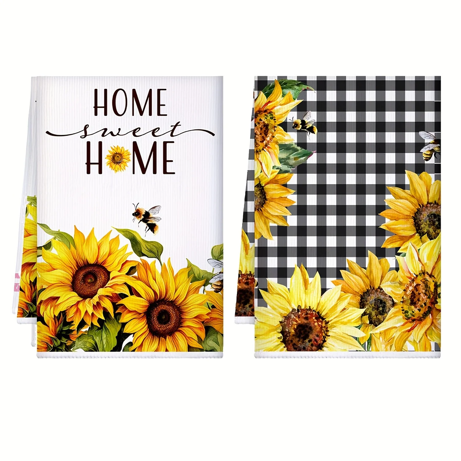 2pcs sunflower scouring pad, kitchen sunshine sunflower dish towel, kitchen decoration tea towel absorbent dishcloth hand towel