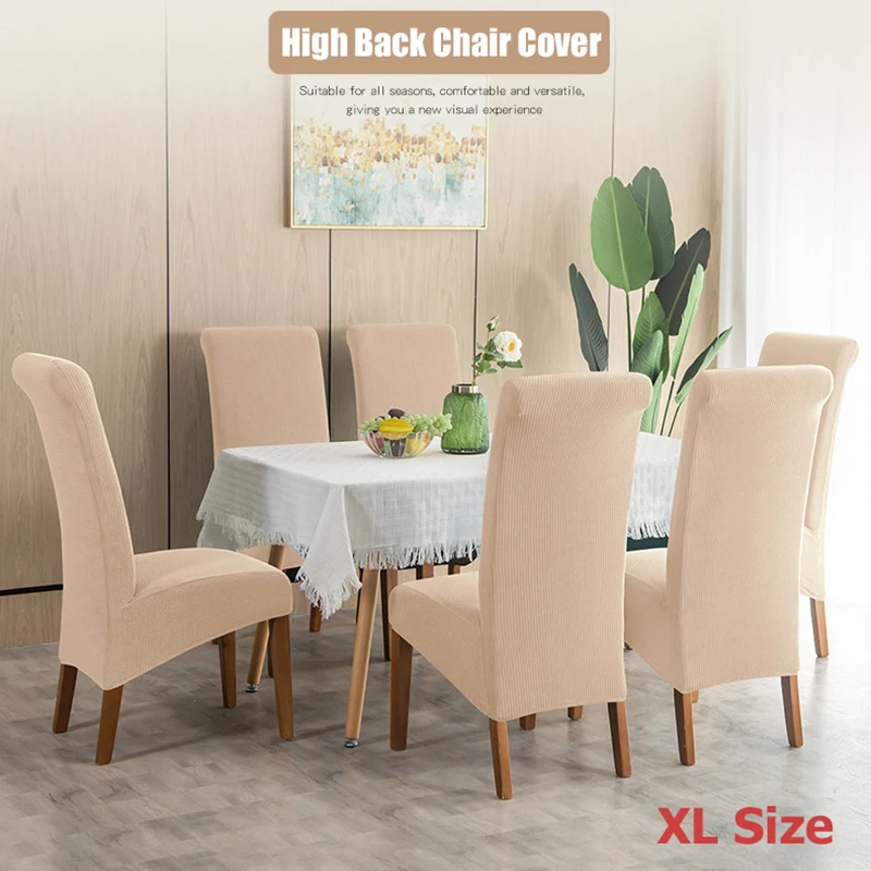 Water Repellent High Back Chair Cover Jacquard Stretch XL Size Chair Covers for Dining Room Anti-dirty Easy Care Seat Protectors