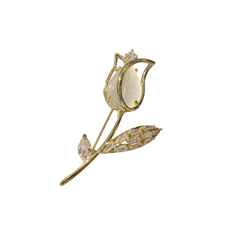 Broche de tulipán para mujer, exquisito nicho de gama alta, Pin para traje, accesorios, hebilla antiligera, escote, ramillete de ropa fija