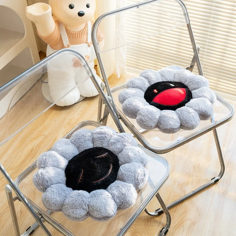 Almohada de girasol gris de 40cm, bonito esqueleto suave, juguetes de peluche, estera, cojín de oficina de felpa del diablo, regalo, planta de flores, decoración de habitación de cumpleaños