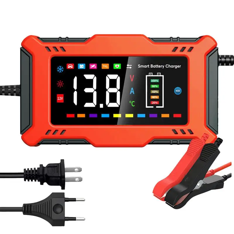 

12V Car Battery Charger Quick Battery Maintainer With LCD Display Vehicle Battery Charger For Cars Suv's And Motorcycles