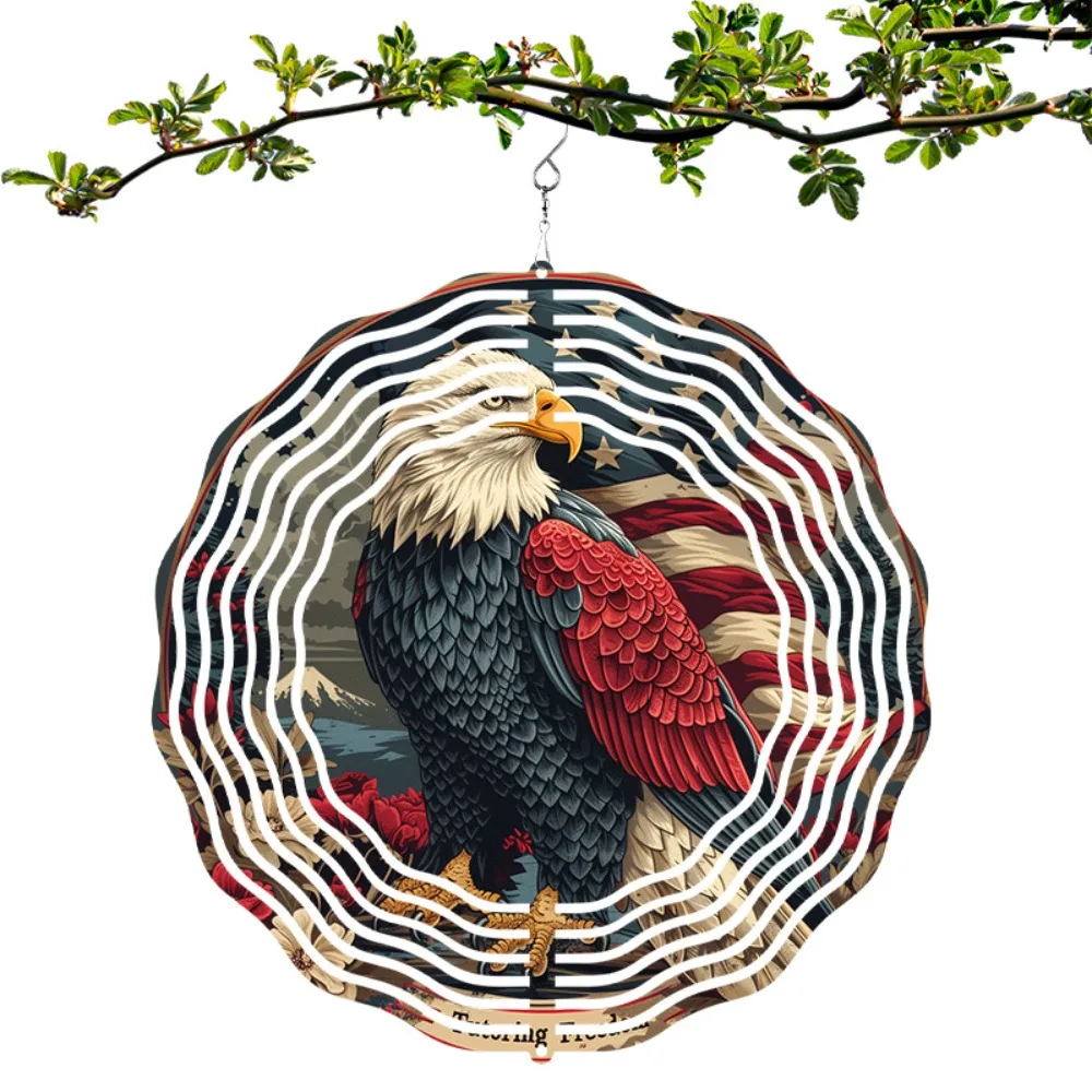 

Metal Eagle Windmill Garden Ornament Patriotic Yard Decor Double Sided Rotating Hanger for Patio