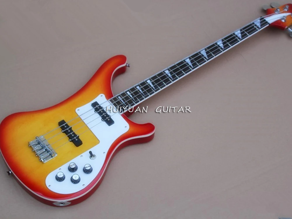 4 Strings Cherry Sunburst Electric Bass with 22 Frets,Rosewood Fretboard,Providing Customized Service