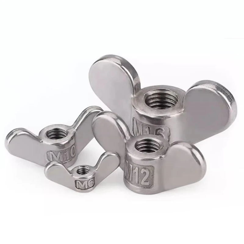 M4 M5 M6 M8 M10 M12 Wing Nut 304 Stainless steel Large Ears Hand Tighten Nut Wingnut Butterfly Nut Ingot Two Claw Nuts