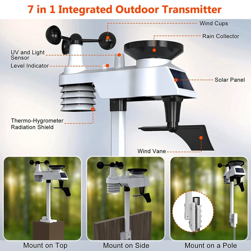 

forHot sales 0310-020T Large Screen WiFi Wireless Weather Station Weather Forecast, Wind Speed, Rainfall, Temperature,
