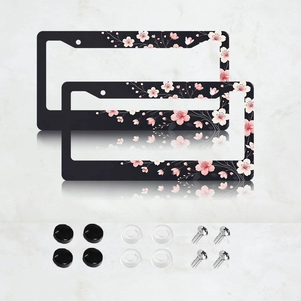 

Набор из 2 реалистичных веток японской сакуры с распустившимися цветами, рамка для номерного знака из алюминия - стандартный размер США, декоративный элемент для автомобиля