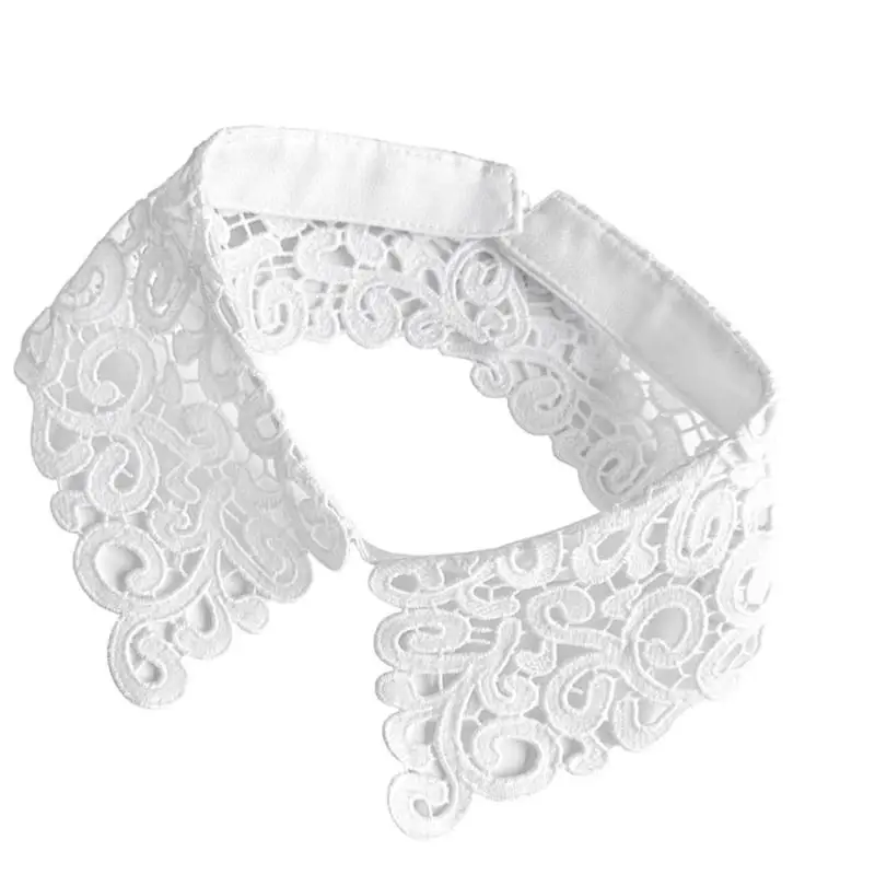 

39BB Lace Detachable False Collar Elegant Embroidery Hollowout Collar Neck Decoration