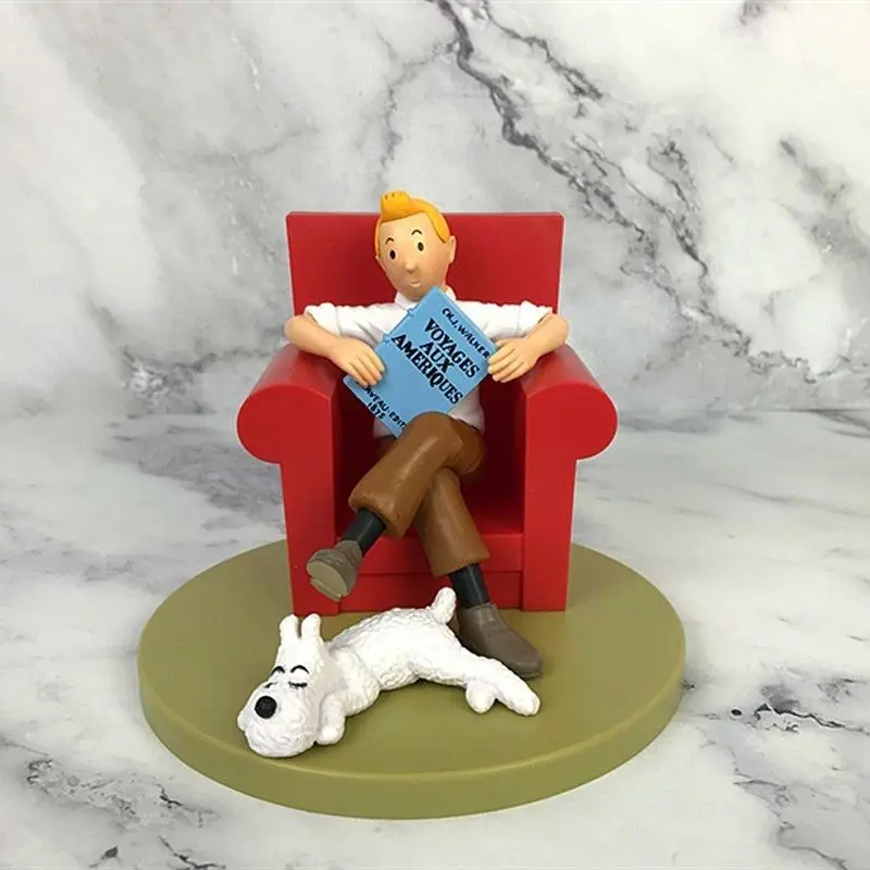 Nuevas aventuras de Tintin figura de Anime figuras de acción de Tintin y nevadas estatua de Tintin de dibujos animados figura periférica juguete de regalo de Navidad