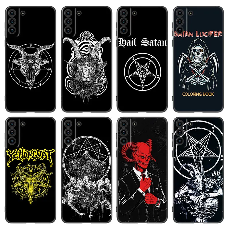 Demonic Satanic Scary Skull Phone Case For Samsung Galaxy S23 S21 S20 FE S24 S22 Ultra S10E S10 S9 S8 Plus Black Silicone Cover