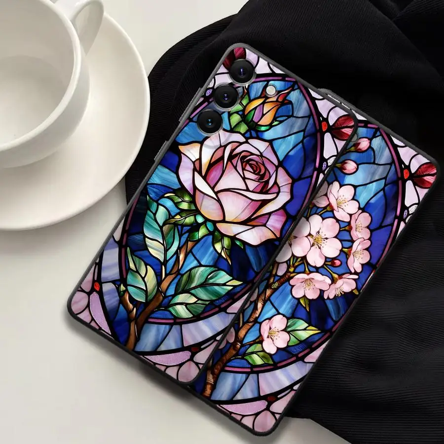 Window Flowers Phone Cover Case for Samsung Galaxy A05 A06 A73 A51 A23 A25 A16 A57 A15 A37 A17 A41 A55 A52 A12 A13 A50 A53 A36