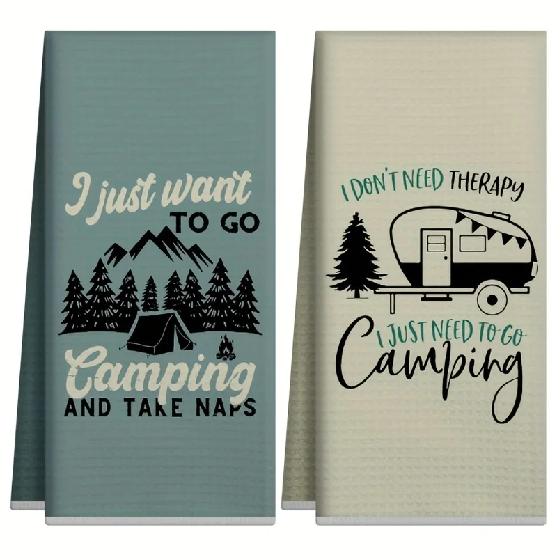 Camping kitchen towels set of 2, camping kitchen decoration, new greenhouse farmer gifts, fun kitchen gifts