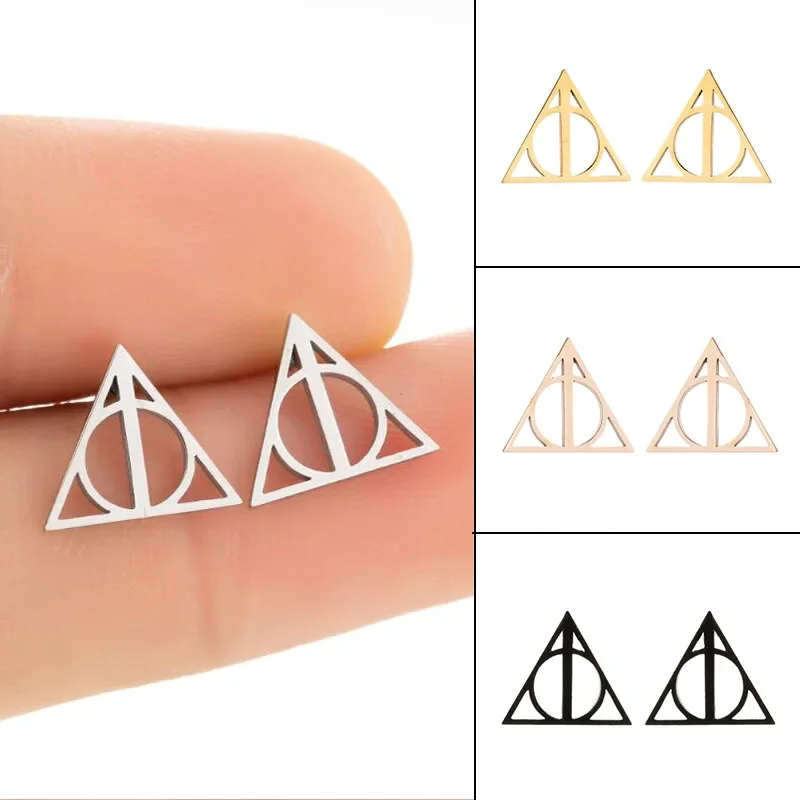 Harries Potter Earrings Movie Peripheral Toys Jewelry Deathly Hallows Triangular Earrings Anime Accessories Party Gifts