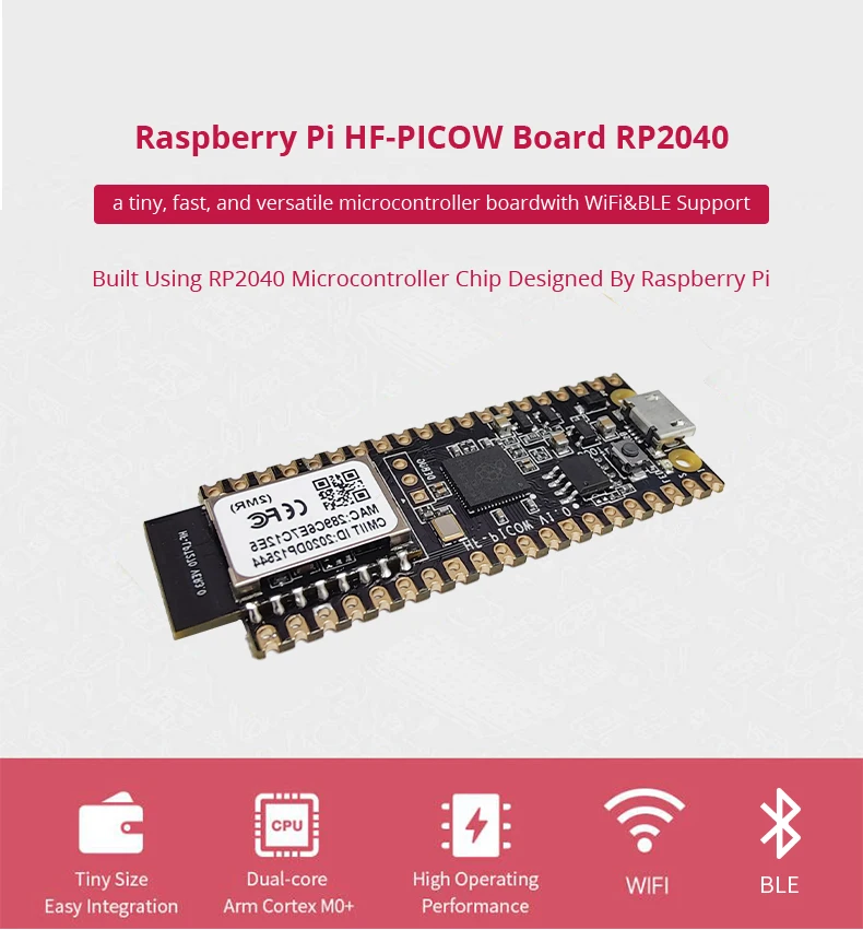 Raspberry Pi HF-PICOW Board RP2040 development board kit dual-core low-power microcomputer high-performance with Wi-Fi&BLE