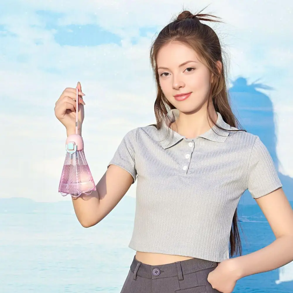 Cute Design Hydration Bottle Badminton-shaped Sippy Cup with Straw Carry Strap Leakproof Sports Water Bottle Transparent Plastic