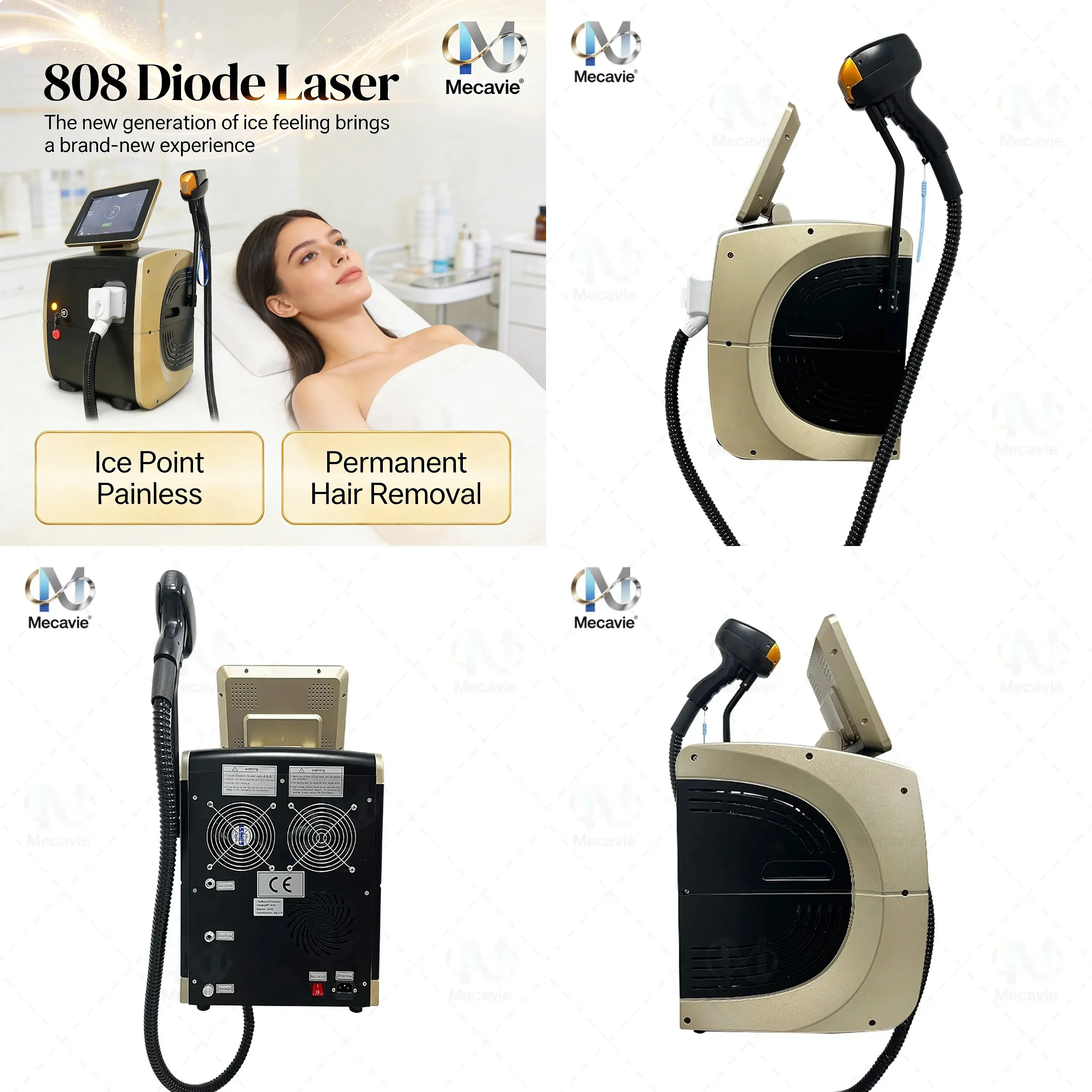 Completely Upgraded 808nm Diode Ice Titanium Laser Hair Removal Machine 4 Waves Face Body Unisex Salon